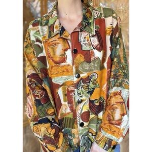 Vintage Kaktus Funky Artsy Picasso Print Jacket XL